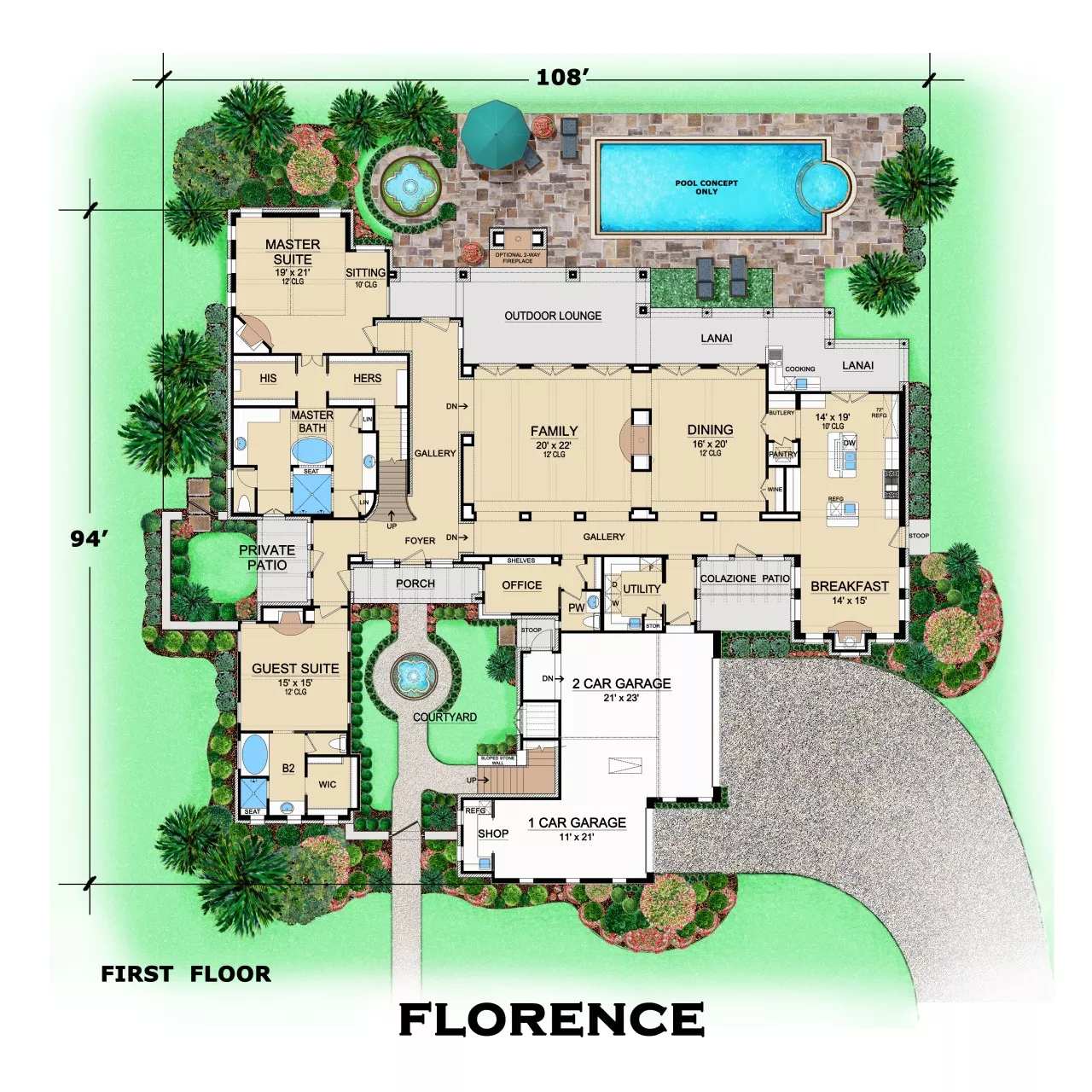 4 Bedroom European Style Villa House Plan 8808 Florence 8808